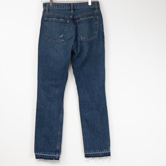 Reformation Winona Jeans Slim Cigarette Mid Rise Denim Distressed Blue Size 25 - Picture 2 of 8